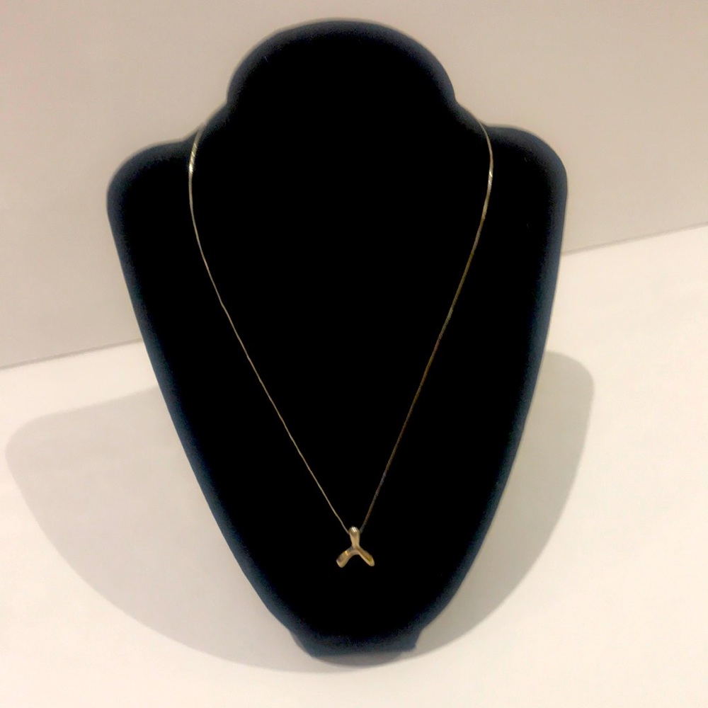 Silver necklace with wishbone pendant- marked 925